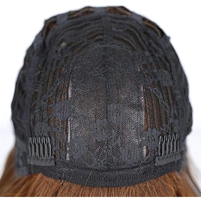 DILLARDS Izhenwo Short Curly Wavy Bob Wigs For Women Black Wig With Bangs Shoulder Length Synthetic Heat Resistant Fiber Wigs (Mixed Brown) - Image 5